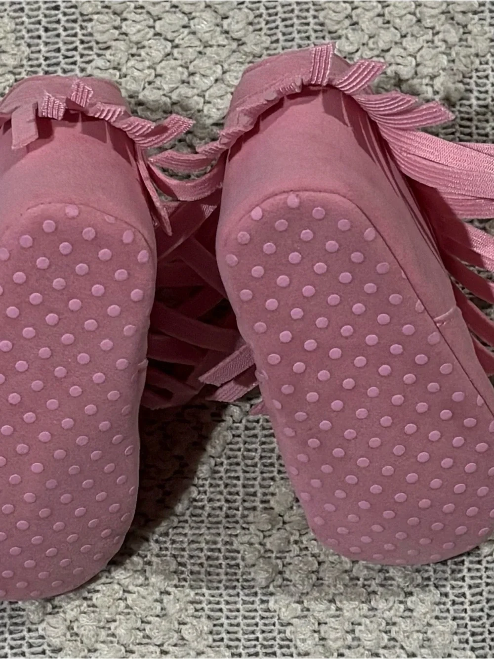 Baby Girl Pink Faux Suede Fringe Ankle Booties Size 3 Infant